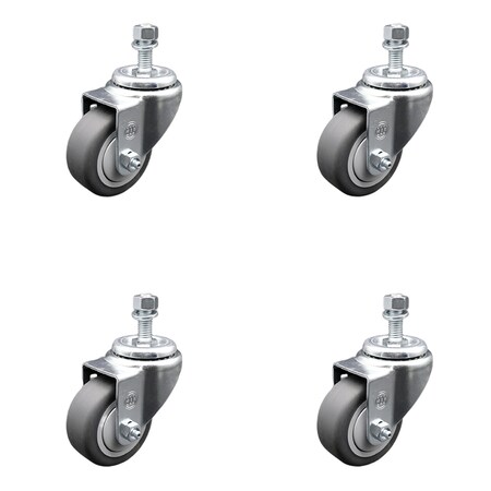Service Caster 3 Inch SS Thermoplastic Rubber Wheel Swivel 1/2 Inch Threaded Stem Caster Set SCC SCC-SSTS20S314-TPRB-381615-4
